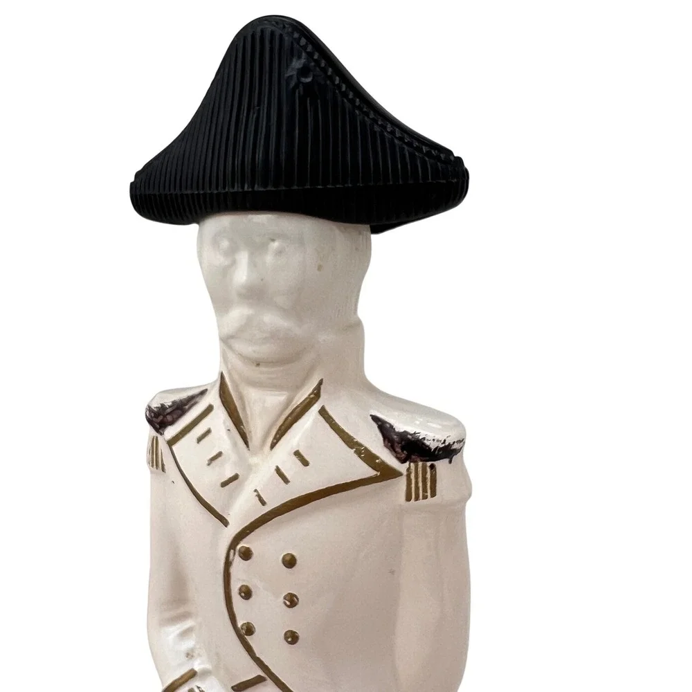 Decanter Soldier Revolutionary War Theme Ceramic Large Vintage Barware Decor